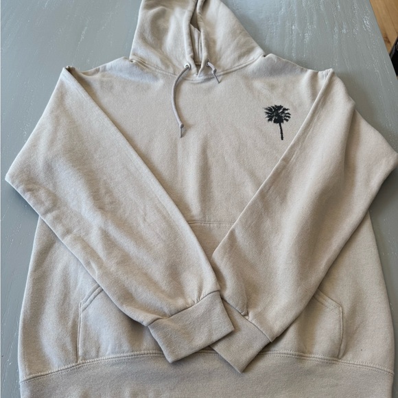 Women's Beige Hoodie with California  Palm Tree Design - Picture 1 of 6